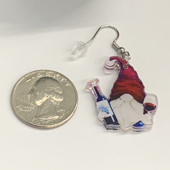 Gnome Earring, Dwarf Earring, Elf Earring, Wine Earring, Christmas Earring, Gift - Picture 4 of 4